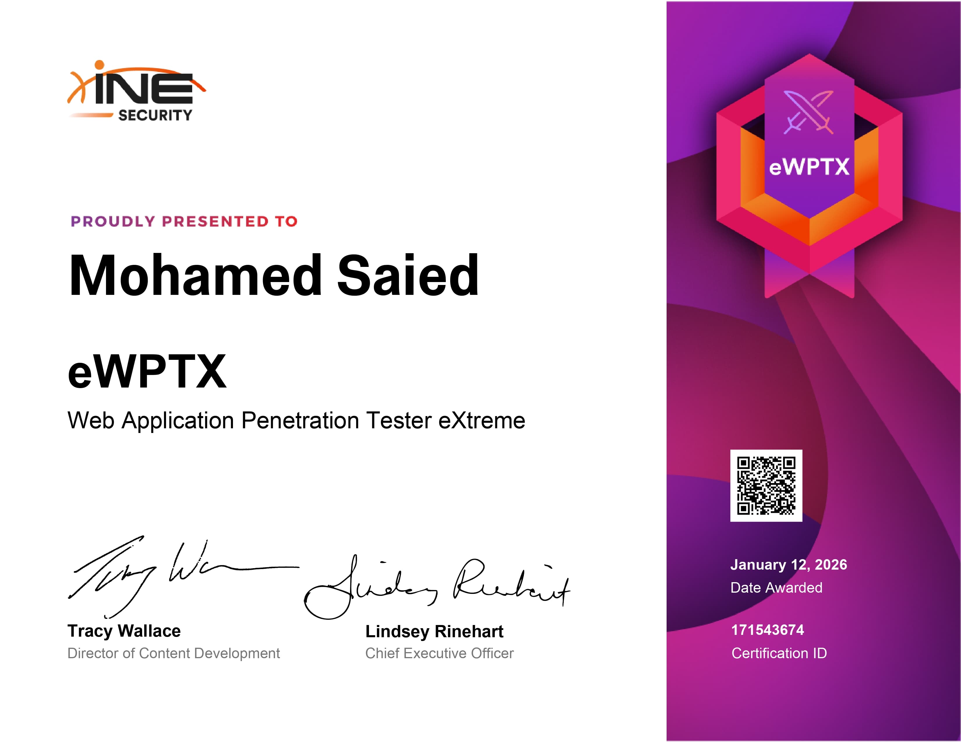 eWPTXv3 certificate